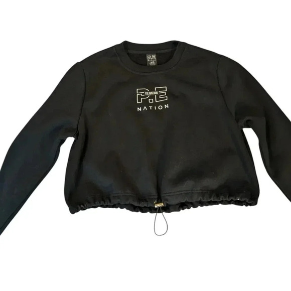 P.E.NATION Black Replay Logo Print Cropped Sweatshirt w/Drawstring SZ XL Ret$170 - Picture 2 of 6